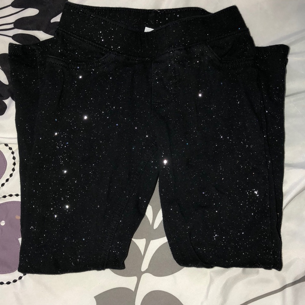 Jumping Beans girls black glitter leggings